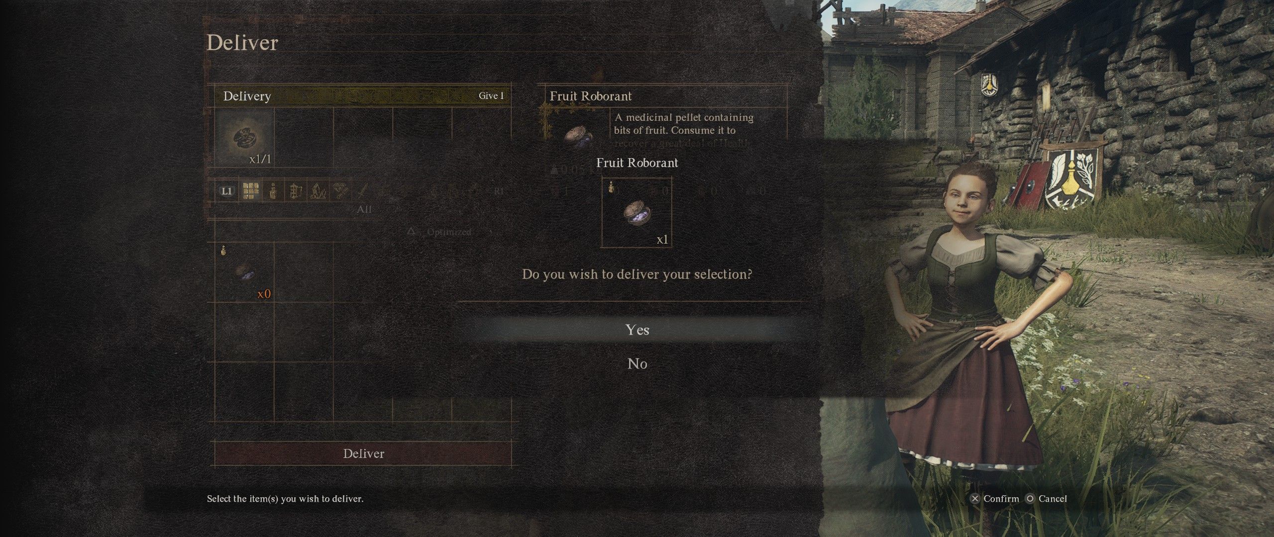 Delivering a Fruit Roborant to Flora in Dragon's Dogma 2