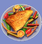 Disney Dreamlight Valley Pan-Seared Bass and Vegetables
