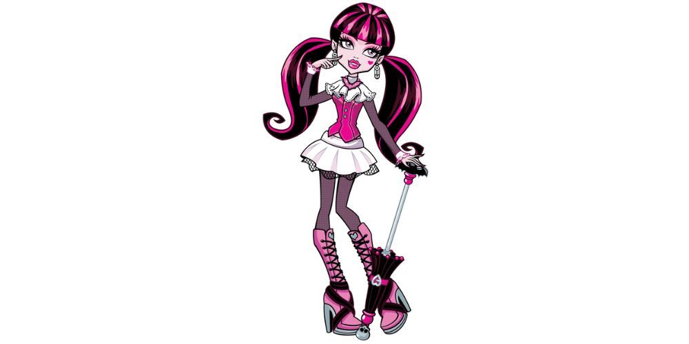 Draculaura Standing With Finger On Cheek Wearing Long Pink High Heel Boots