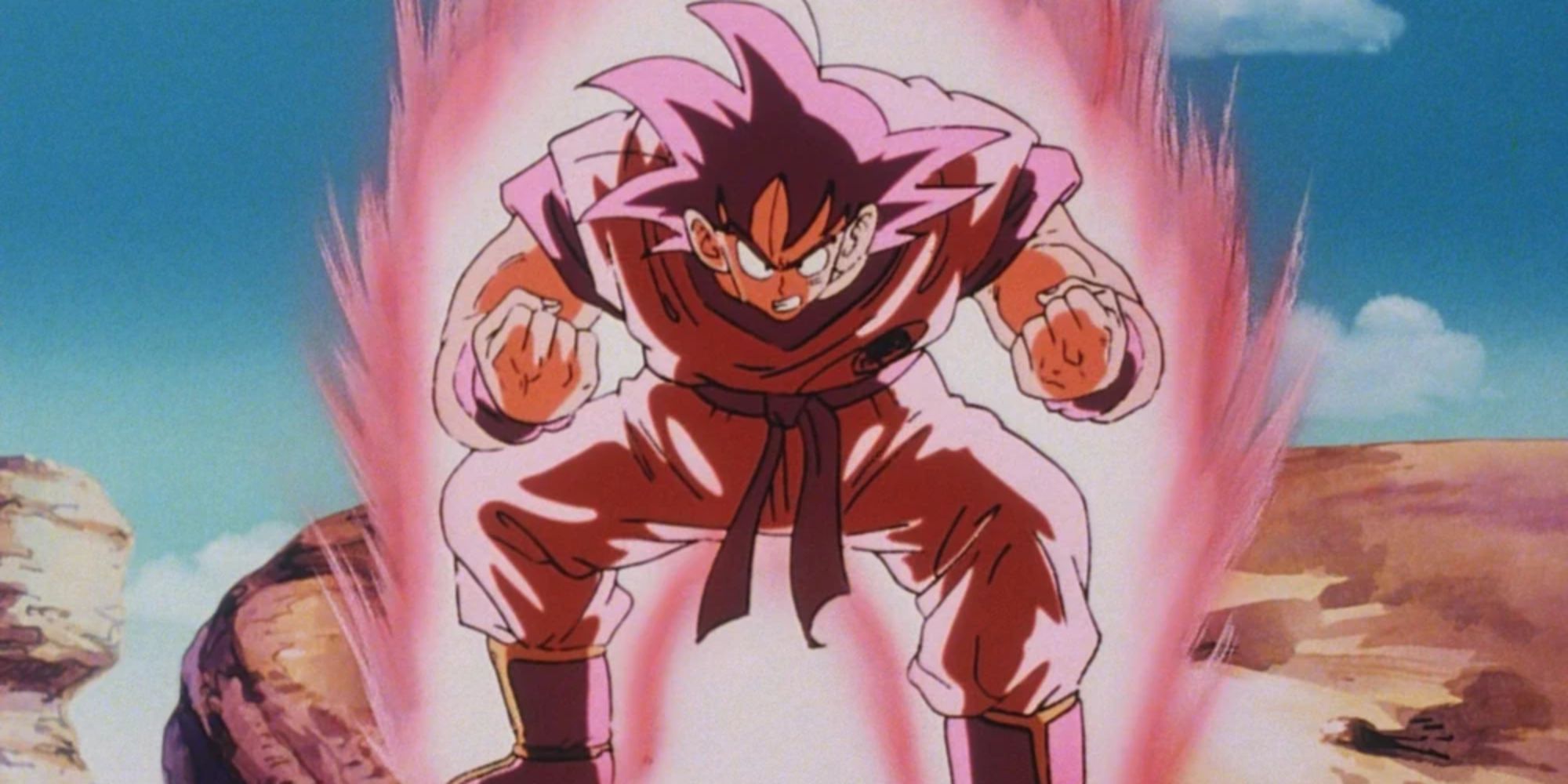 Dragon Ball Z Shot Of Kaioken Goku Powering Up