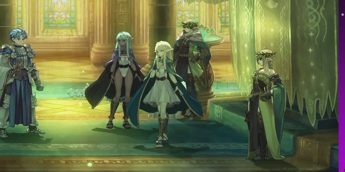 Eltolinde with her sister Rosalinde and two attendants in Unicorn Overlord