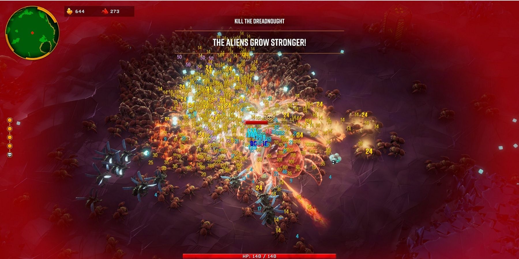 An Engineer getting swarmed in Deep Rock Galactic: Survivor