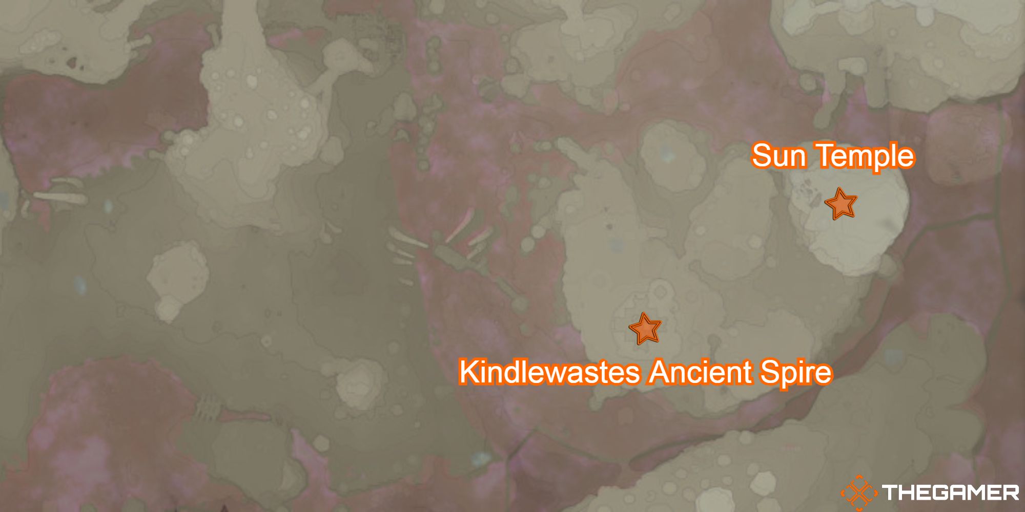 enshrouded kindlewastes spire and sun temple on map