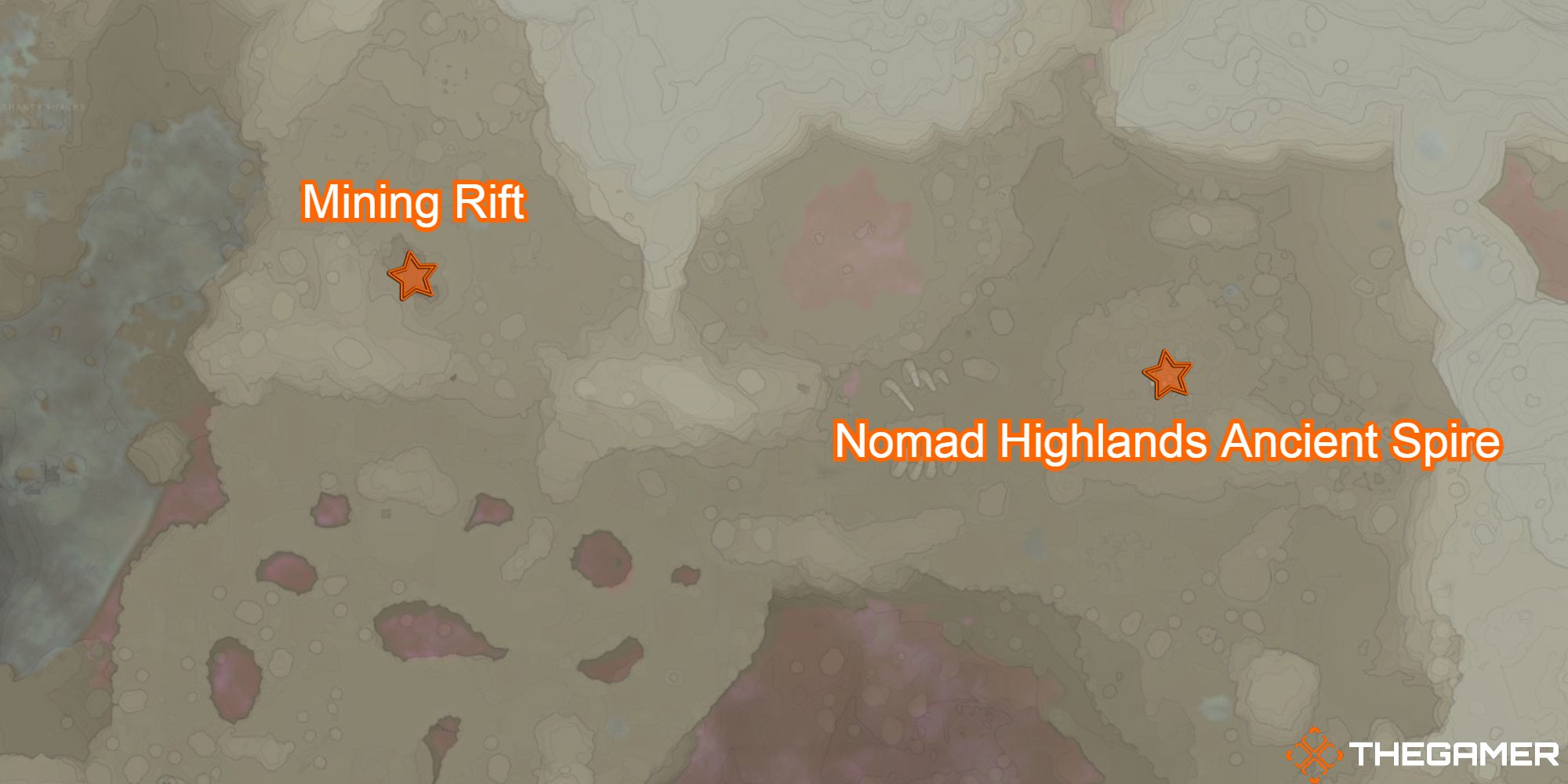 enshrouded nomad highlands ancient spire and mining rift marked on map