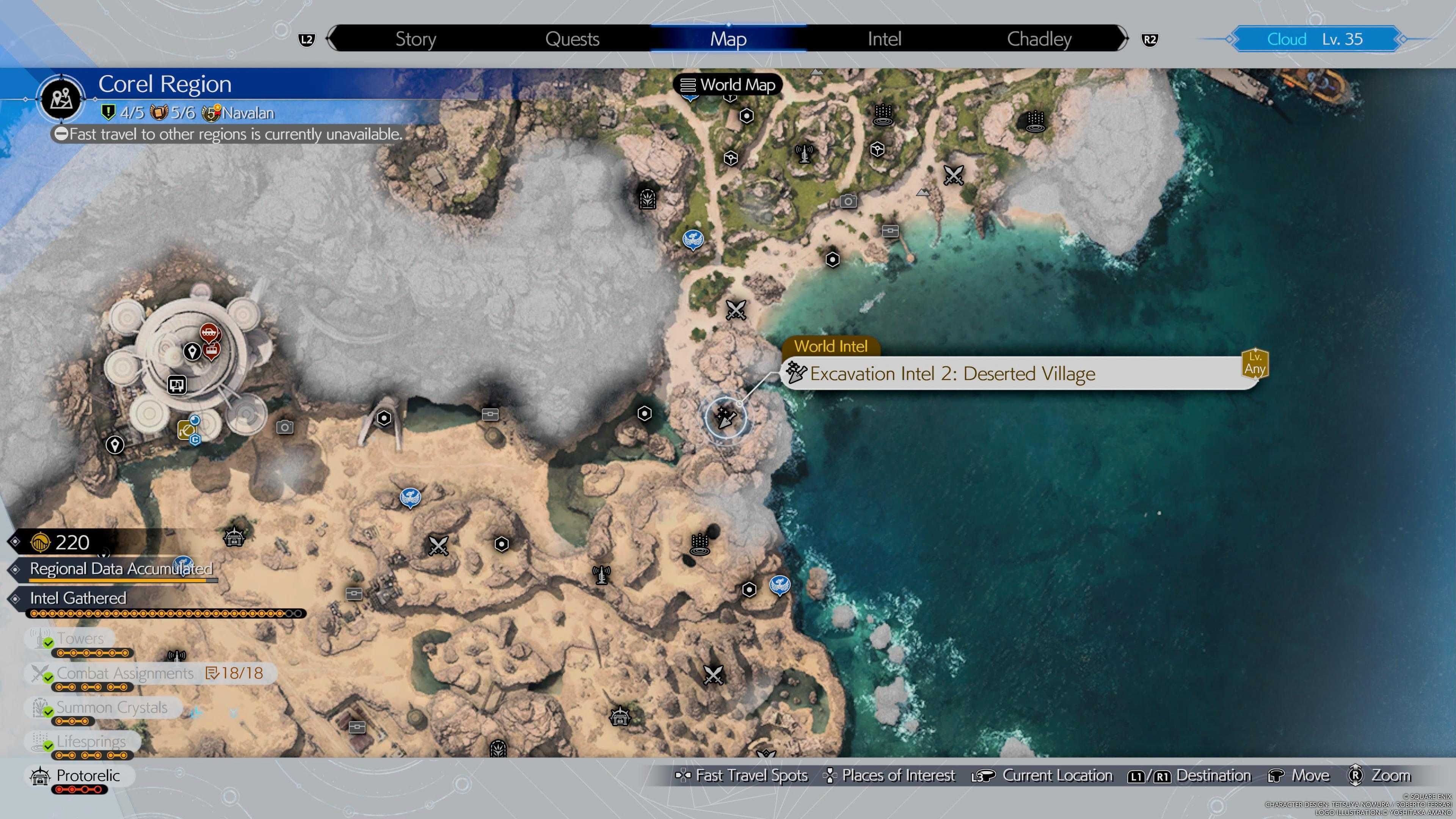 Excavation Intel 2 Deserted Village location on the map - FF7 Rebirth