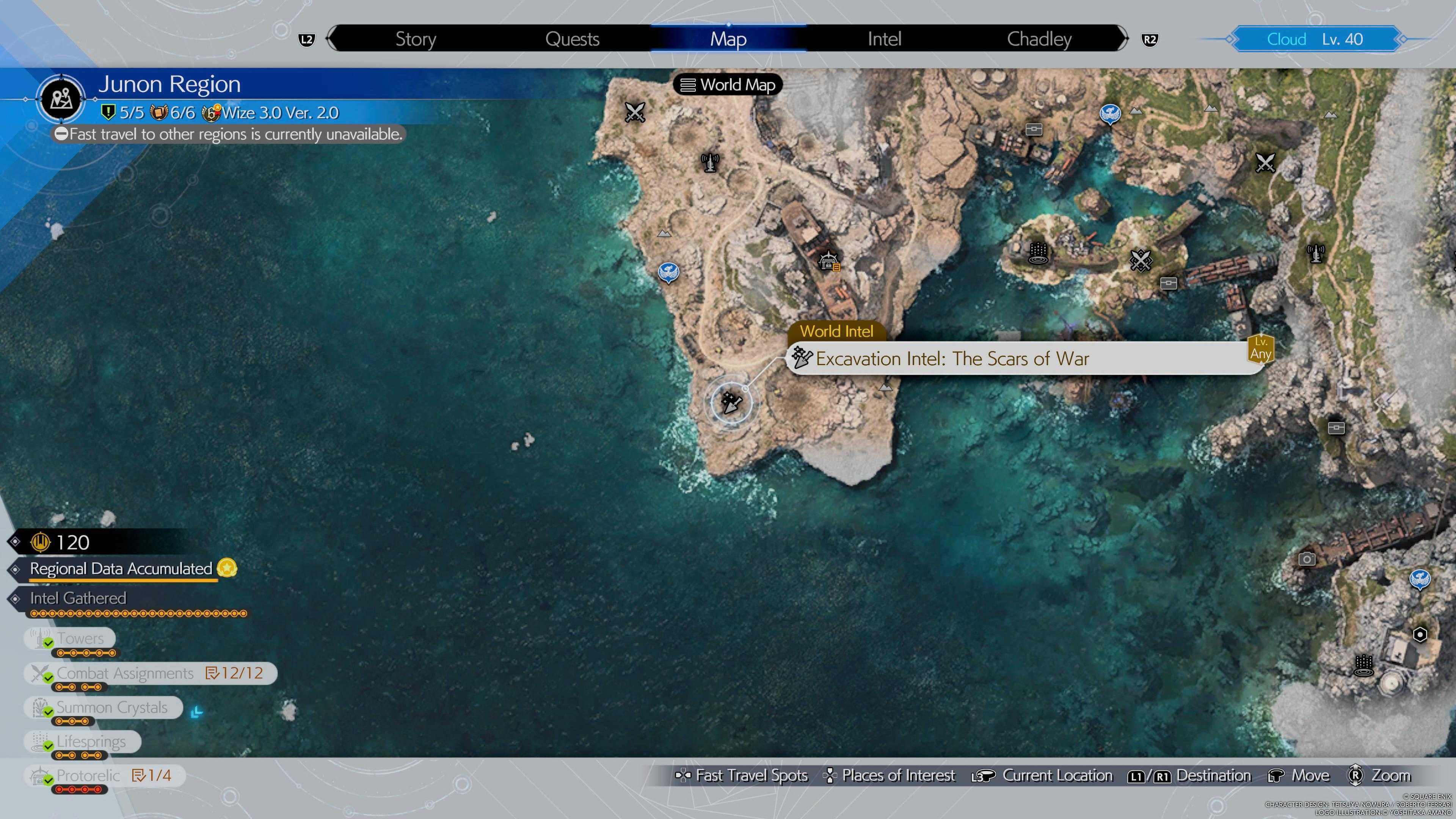 Excavation Intel The Scars of War location on the map - FF7 Rebirth