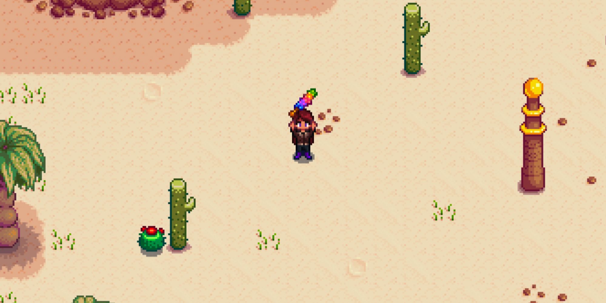 Farmer Holding Up Magic Rock Candy In The Desert