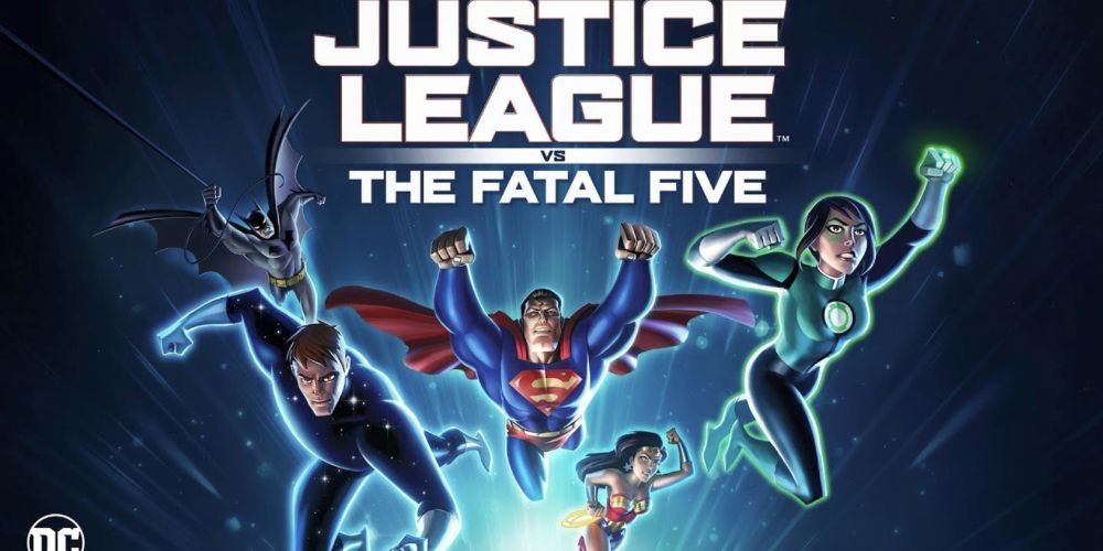 In order, Batman, Star Kid, Superman, Wonder Woman, and Jessica Cruz are striking action poses.