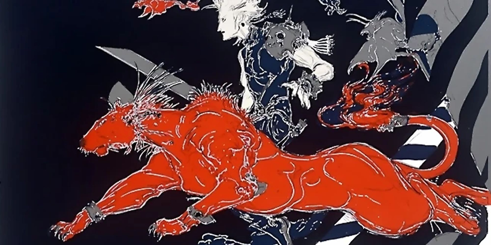 Final Fantasy 7 Artwork Of Red XIII And Another Character