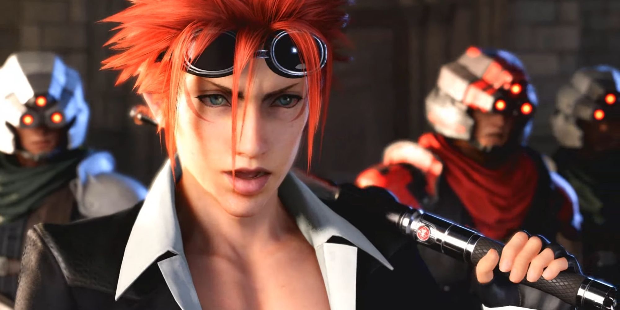 Final Fantasy 7 Remake Chapter 8 Reno carries a baton over his shoulder