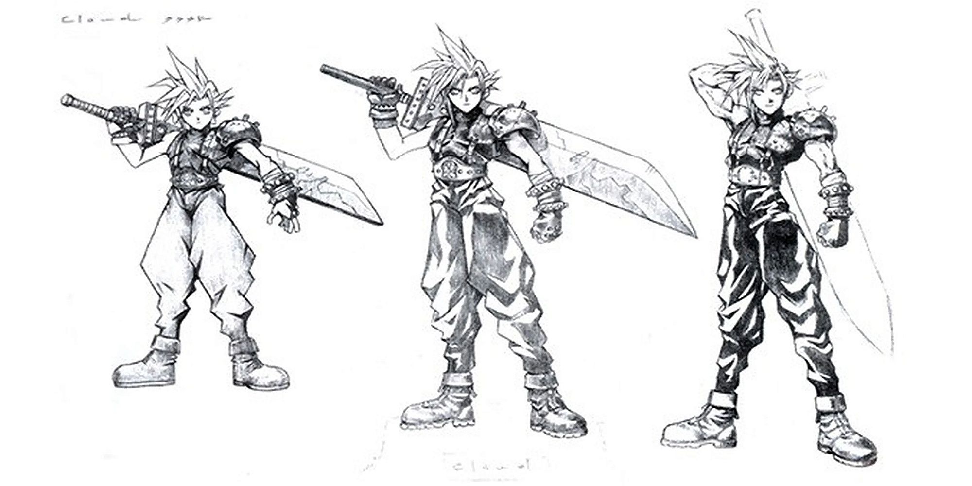 Final Fantasy 7 Three Cloud Concept Sketches