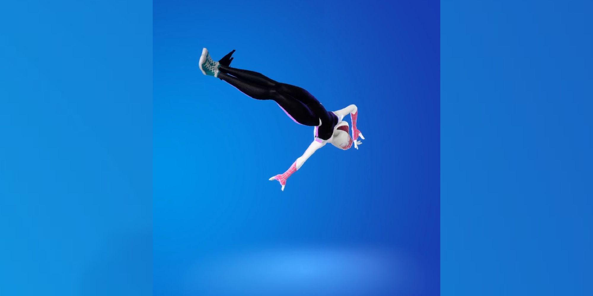An image from Fortnite of the Arachrobatics Emote, which makes your character complete a series of flips.