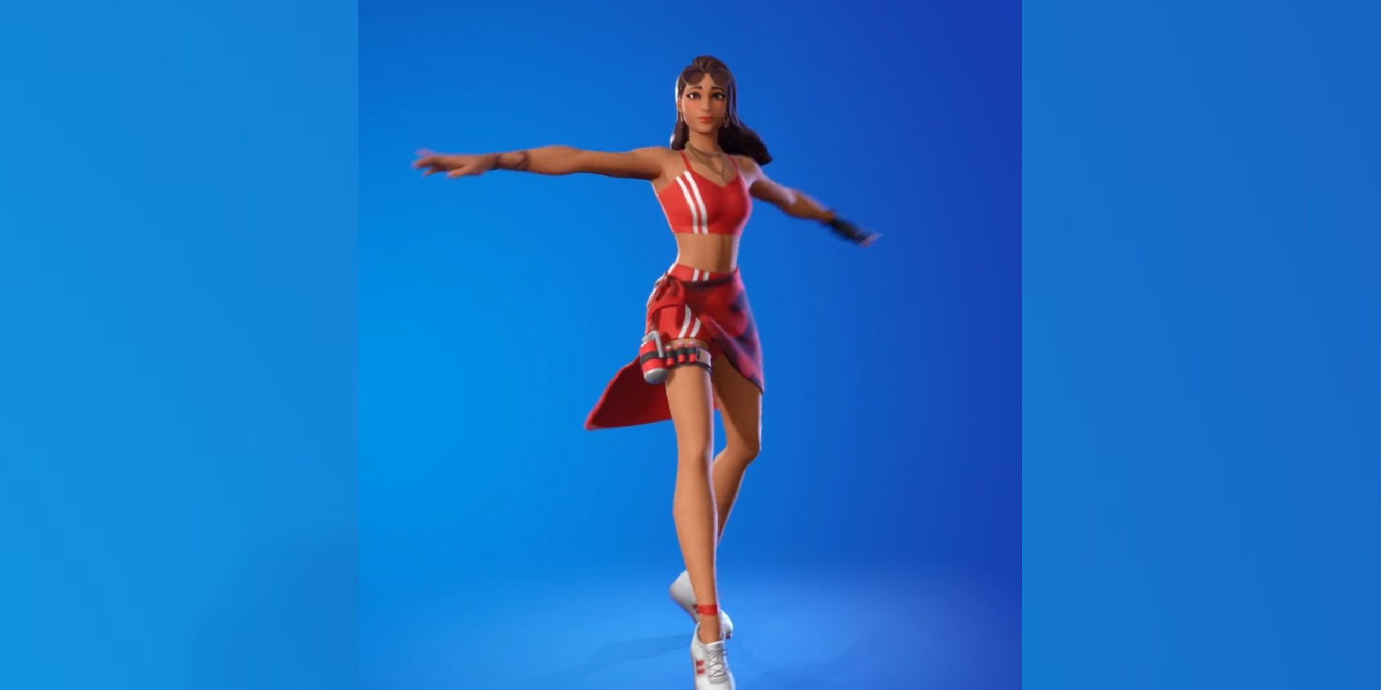An image from Fortnite of the Balletic Emote, which allows you to travel around the map while doing ballet moves.