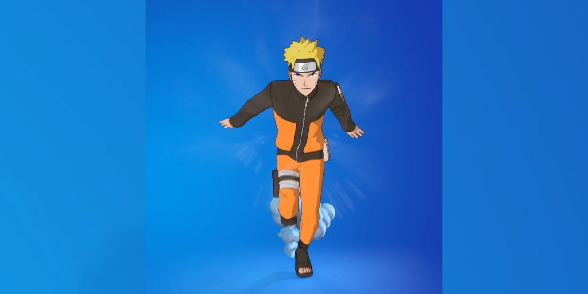 An image from Fortnite of Naruto using the Full Tilt Emote, where you run with your hands behind your back in the classic Naruto style.