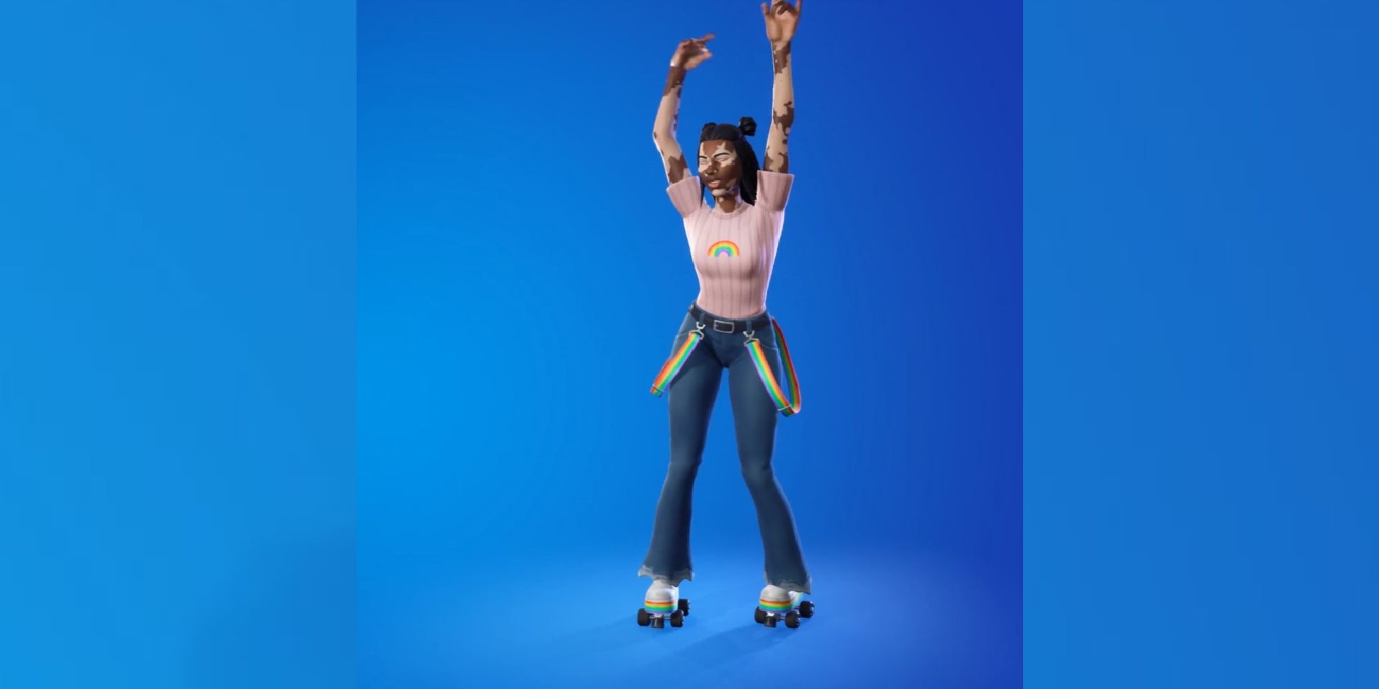 An image from Fortnite of the Roller Vibes Emote which allows you to skate across the map on roller skates.