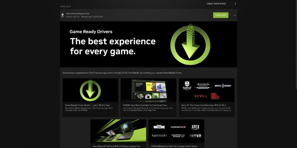 GeForce Experience Driver Download Windows