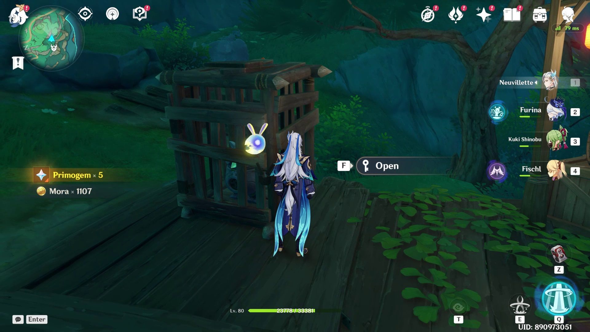 Neuvillette standing close to a locked Carefree Simulacra in Genshin Impact. 