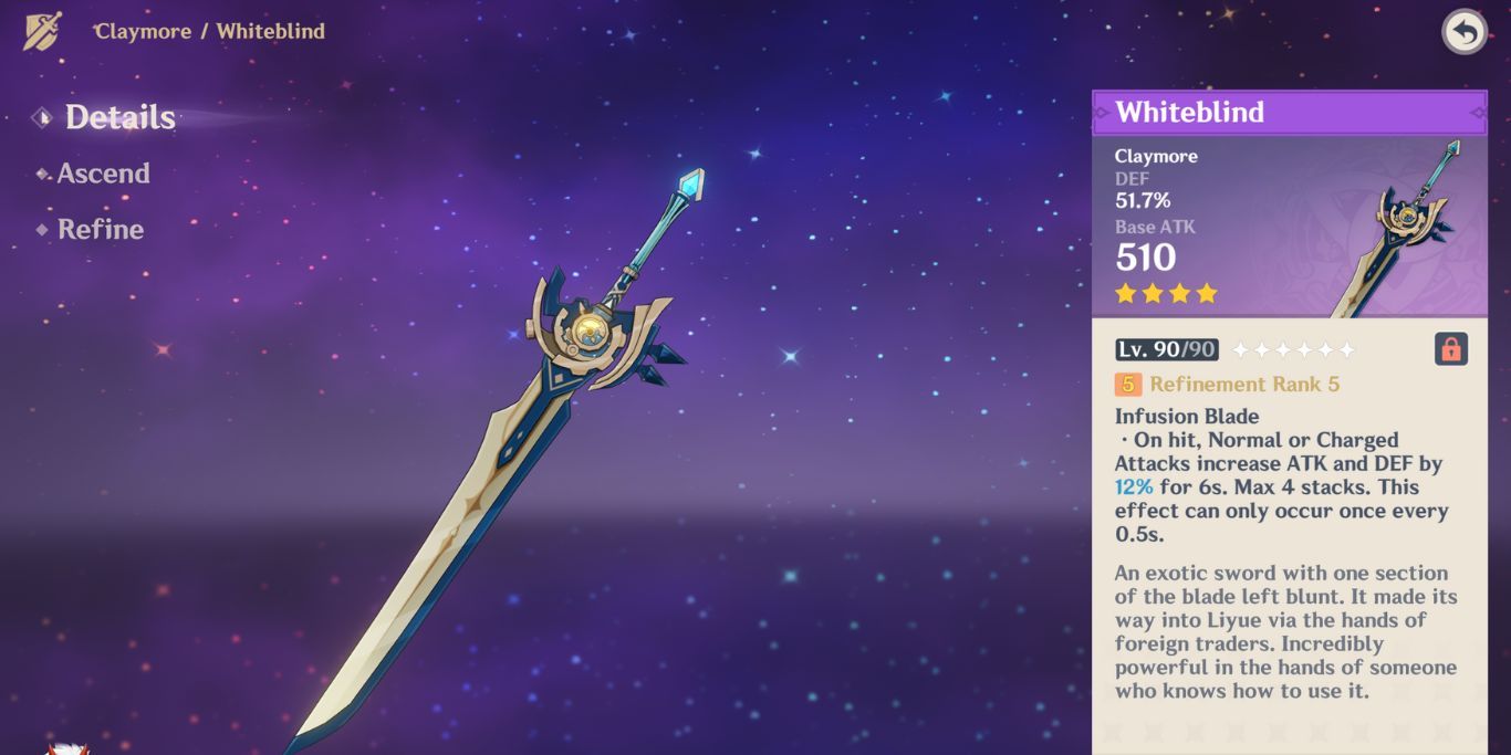 Genshin Impact Whiteblind Weapon With Description