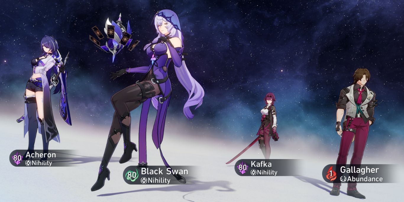 Honkai Star Rail Acheron Team With Black Swan Kafka Gallagher