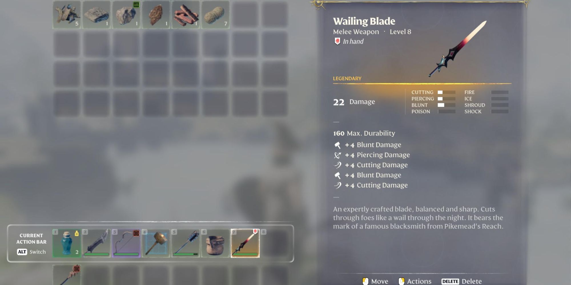 Wailing Blade stats in enshrouded