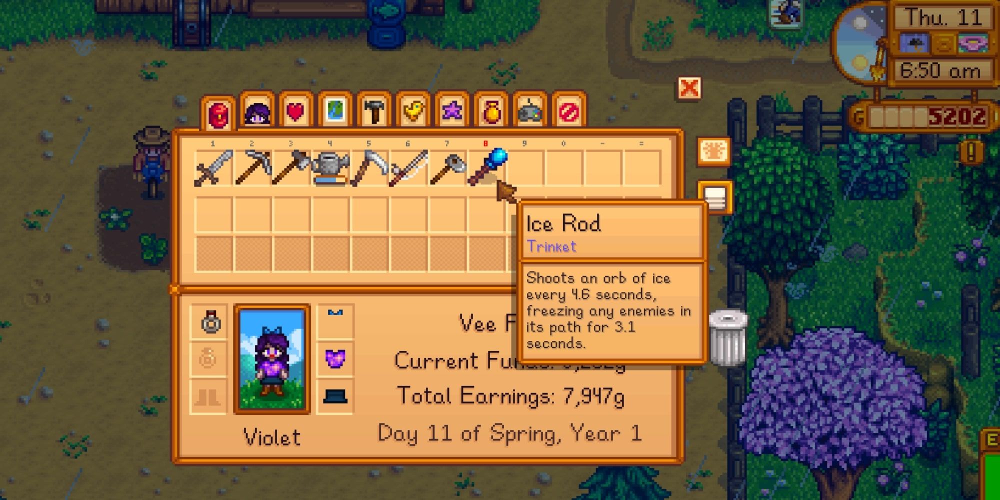 An Ice Rod in a player's inventory in Stardew Valley.