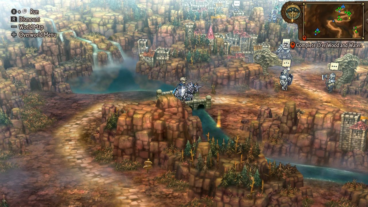 A screenshot of Unicorn Overlord showing the cave that leads to Znova town on the left