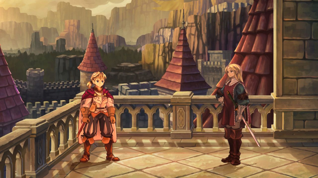 A screenshot of Gilbert and Aramis in Unicorn Overlord