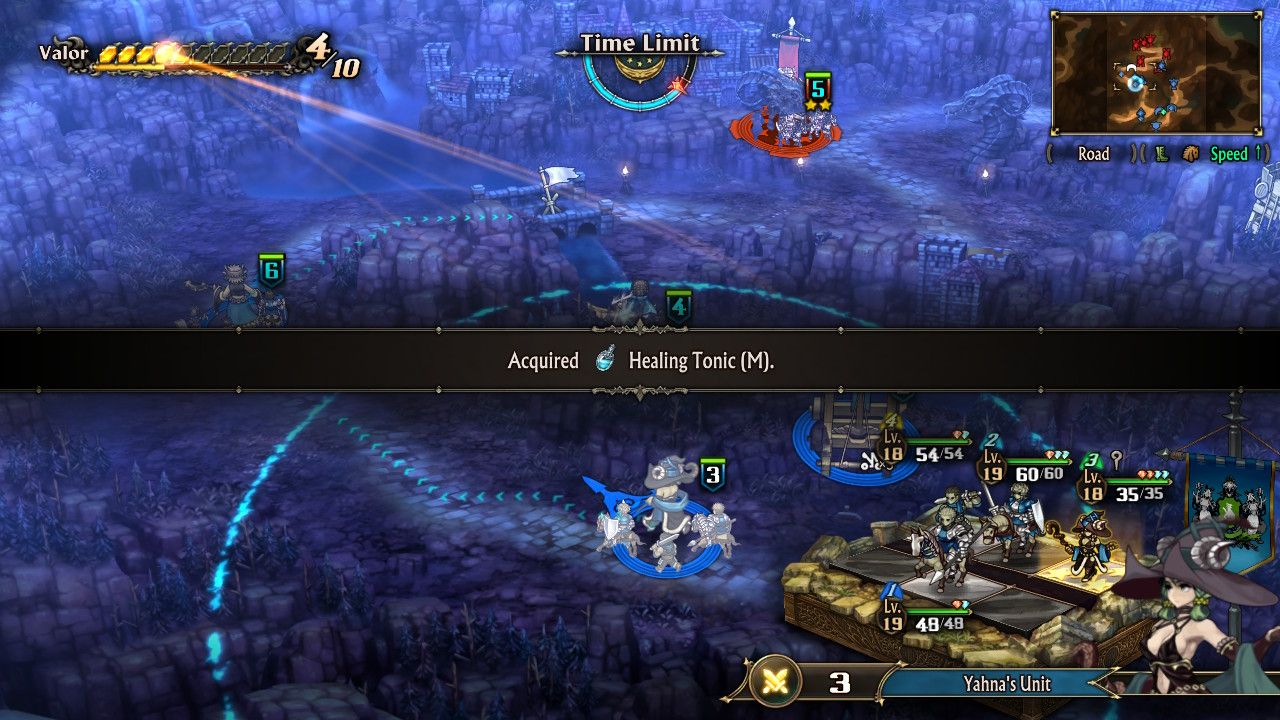 A screenshot of Unicorn Overlord showing the player obtaining a Healing Tonic (M)