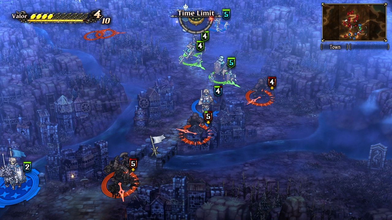 A screenshot of Unicorn Overlord showing Gilbert heading to take a bridge