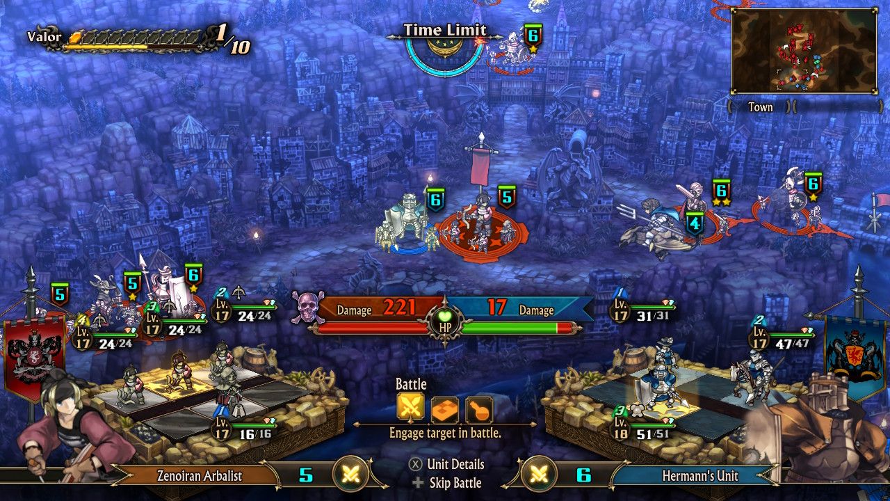 Hermann, a generic knight, fighting an Arbalist in Unicorn Overlord