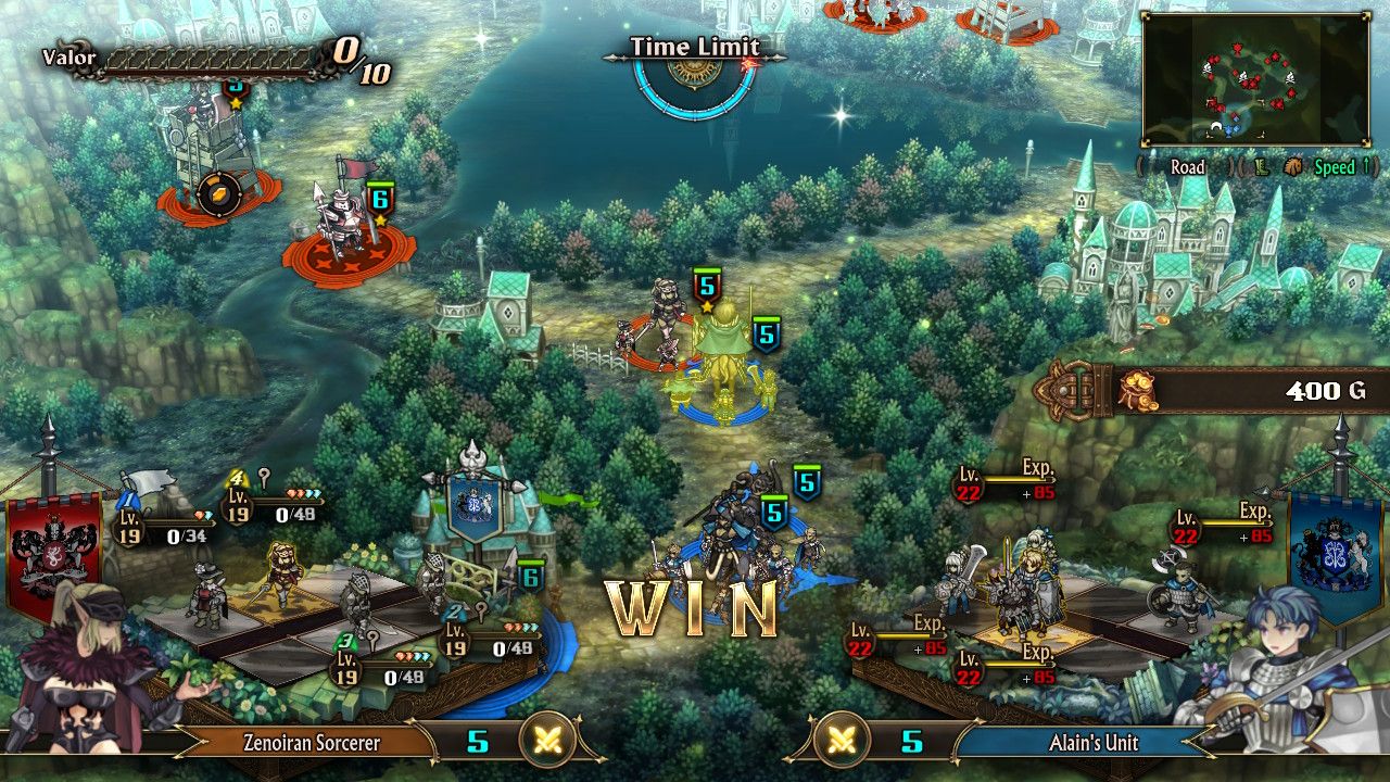 A screenshot of Alain winning a fight against a Zenoiran Sorcerer