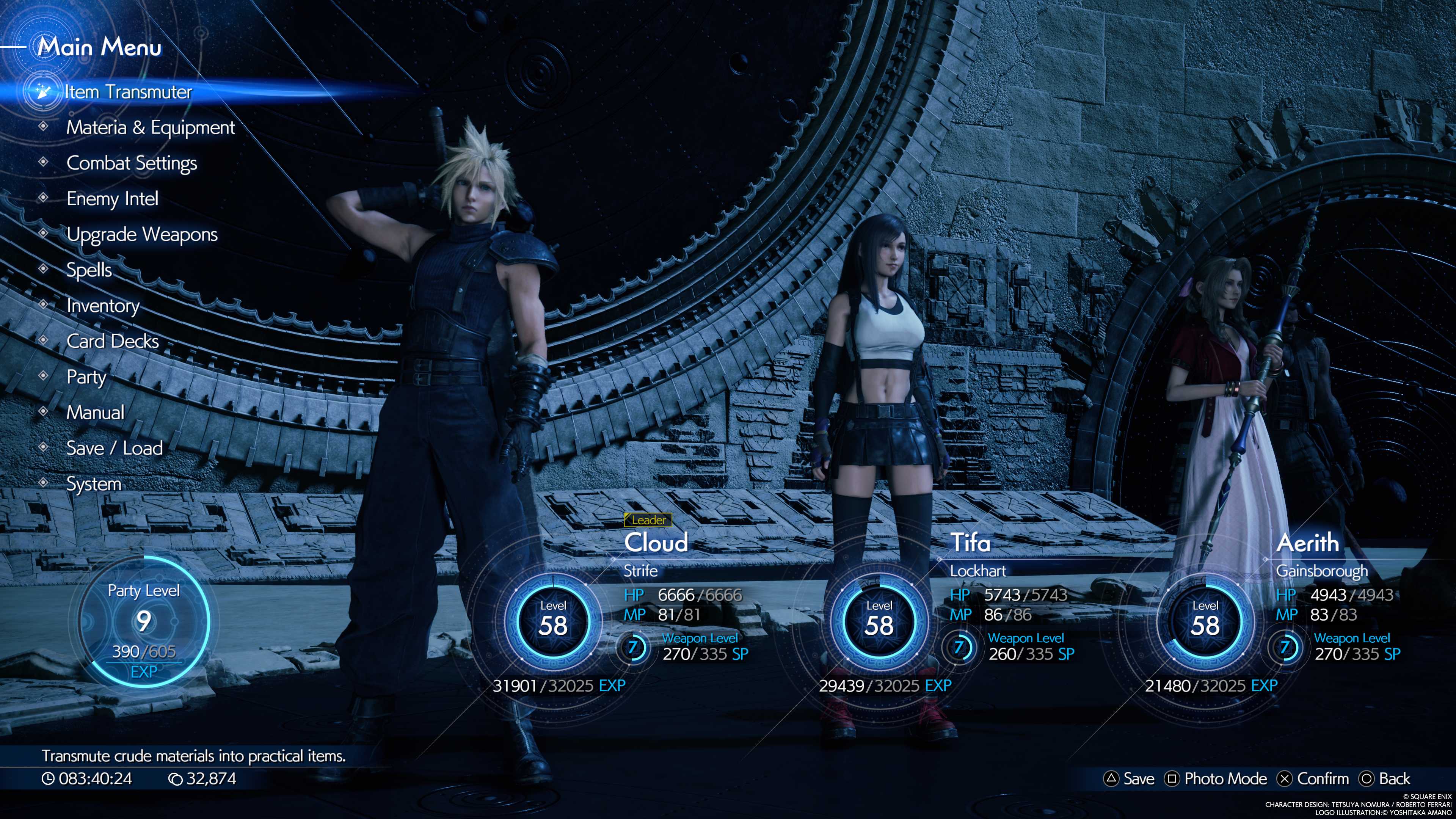 Final Fantasy 7 Rebirth - Party Member Screen