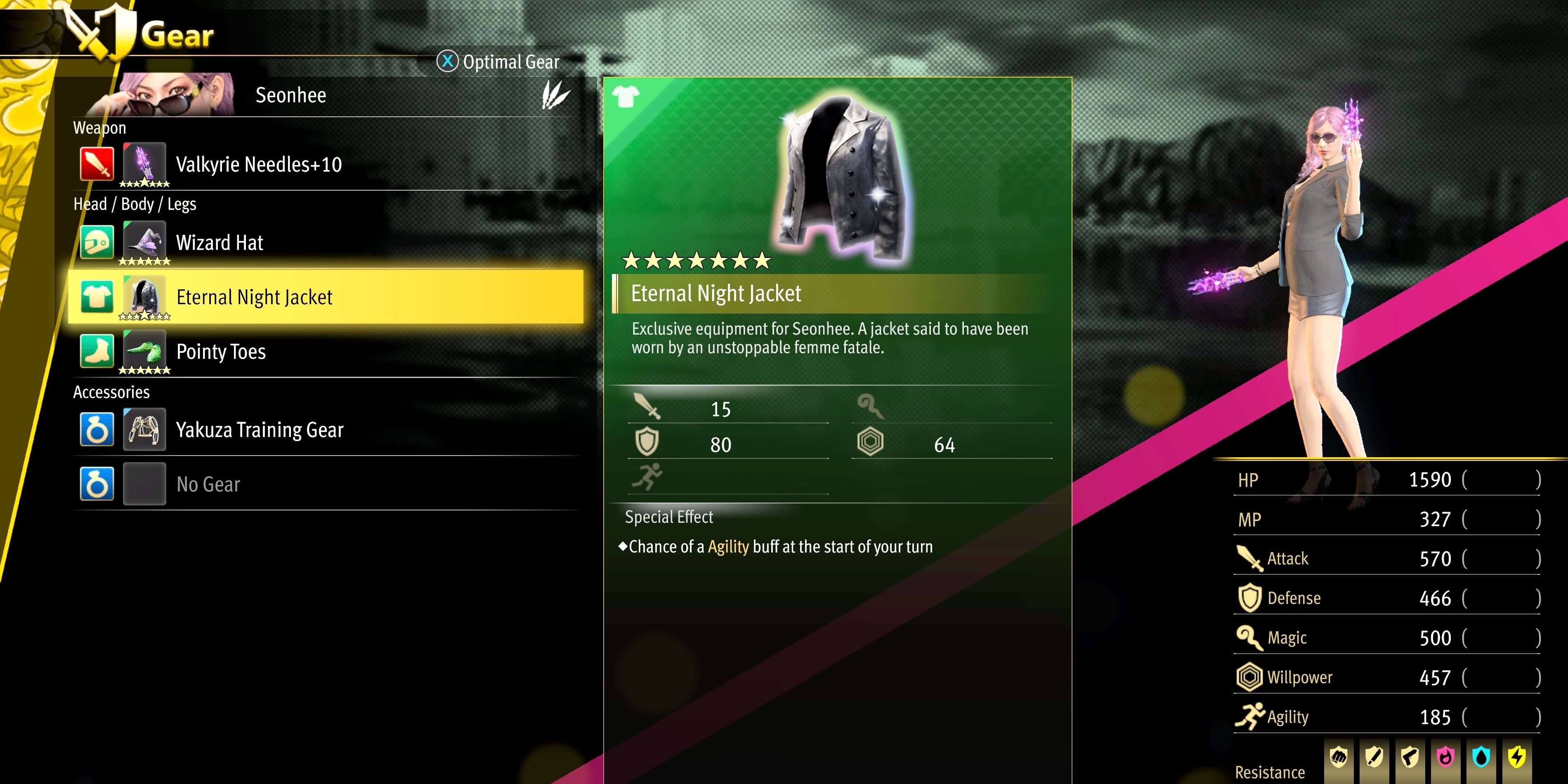The Eternal Night Jacket in the Gear menu of Like A Dragon: Infinite Wealth.