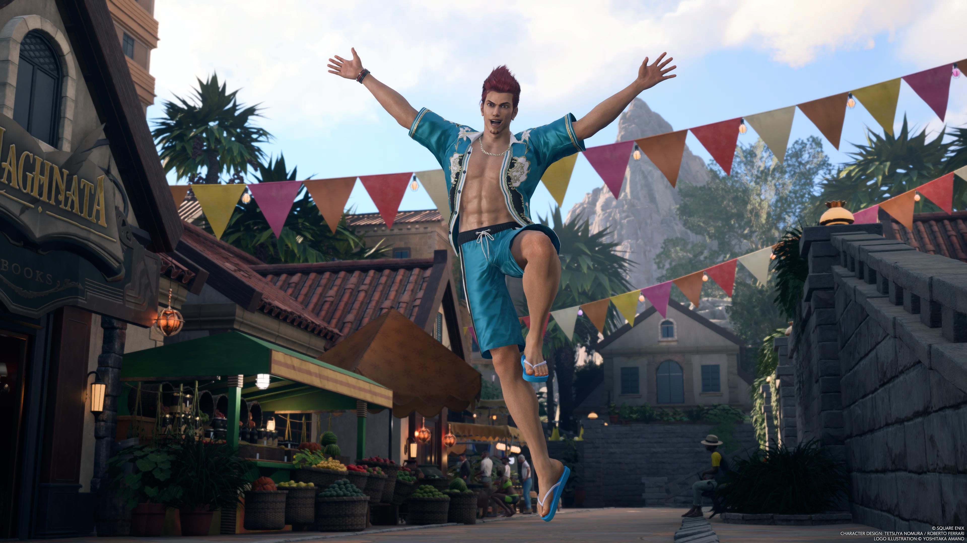 Johnny leaping into the air in Costa del Sol in FF7 Rebirth