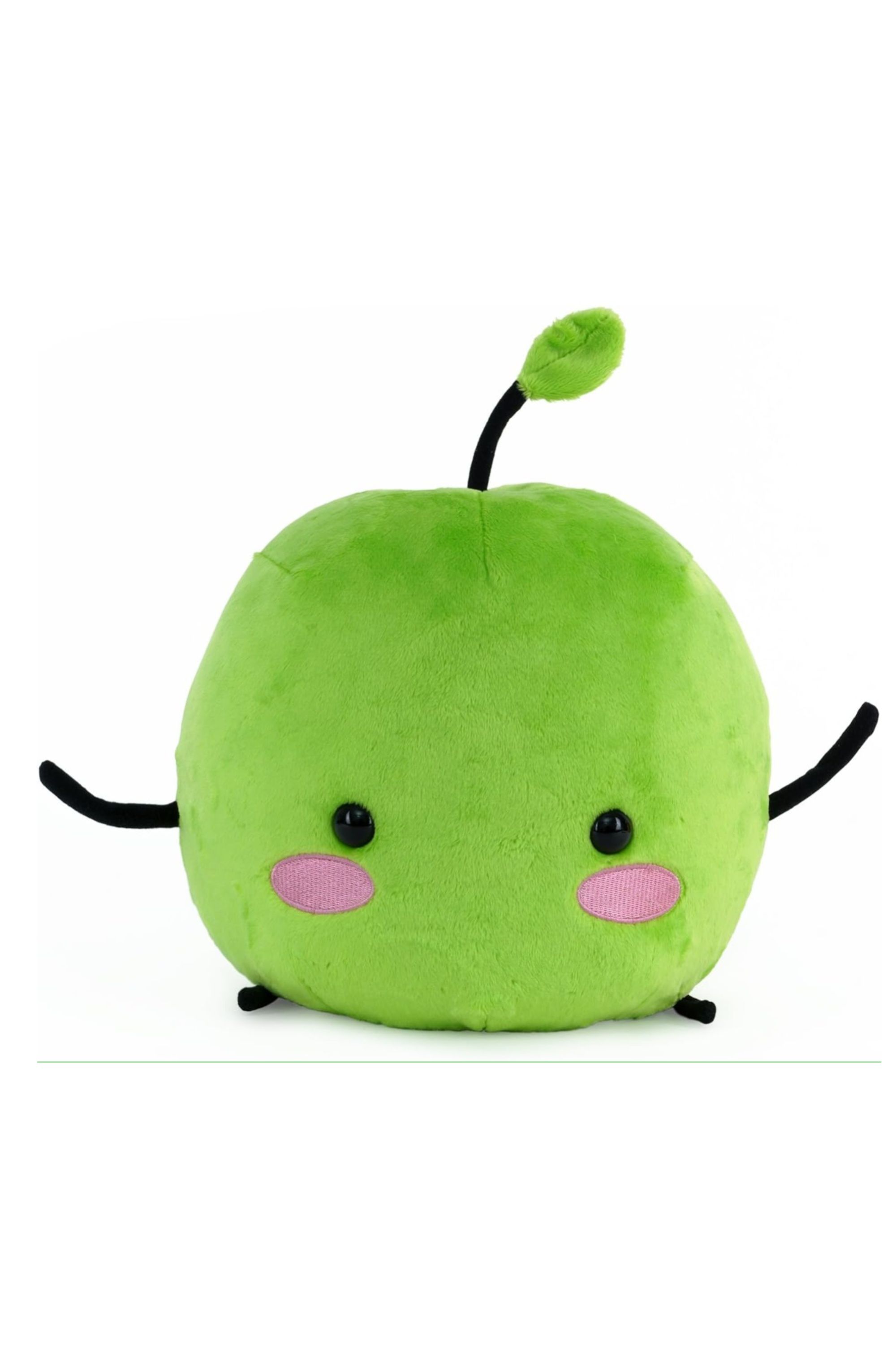 A green Junimo plush against a white background.