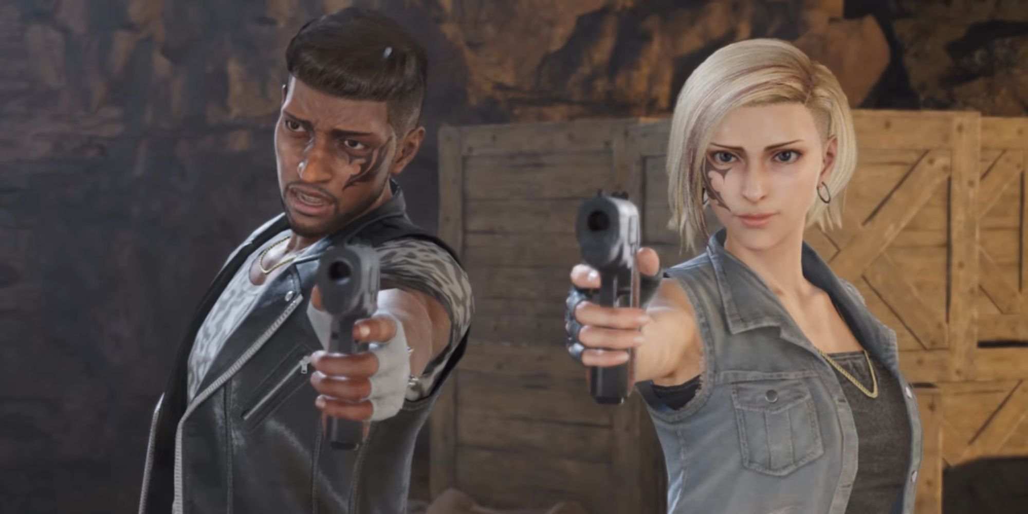 Kidnappers pointing guns in Final Fantasy 7 Rebirth