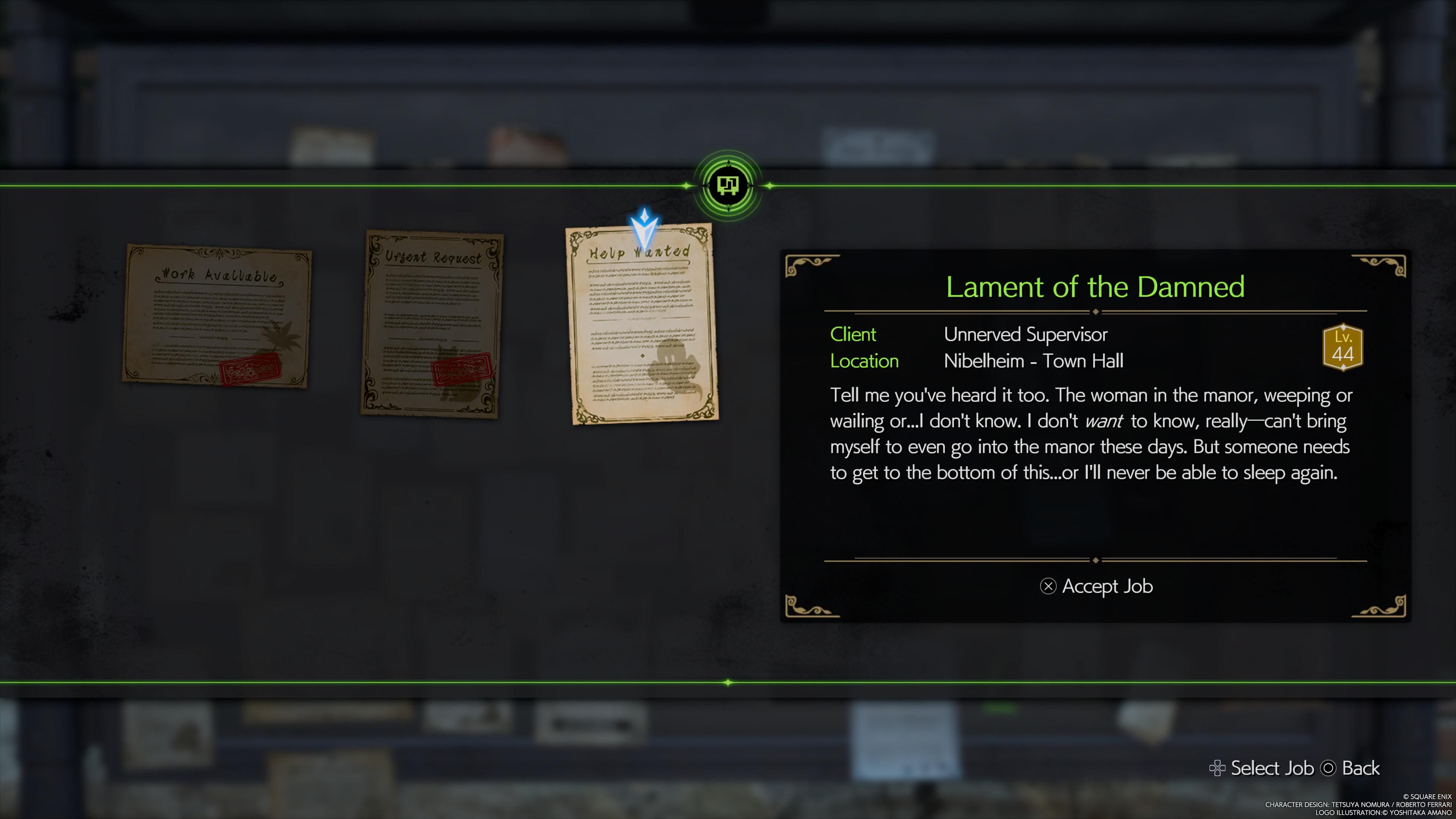 Lament Of The Damned side quest on the board - FF7 Rebirth