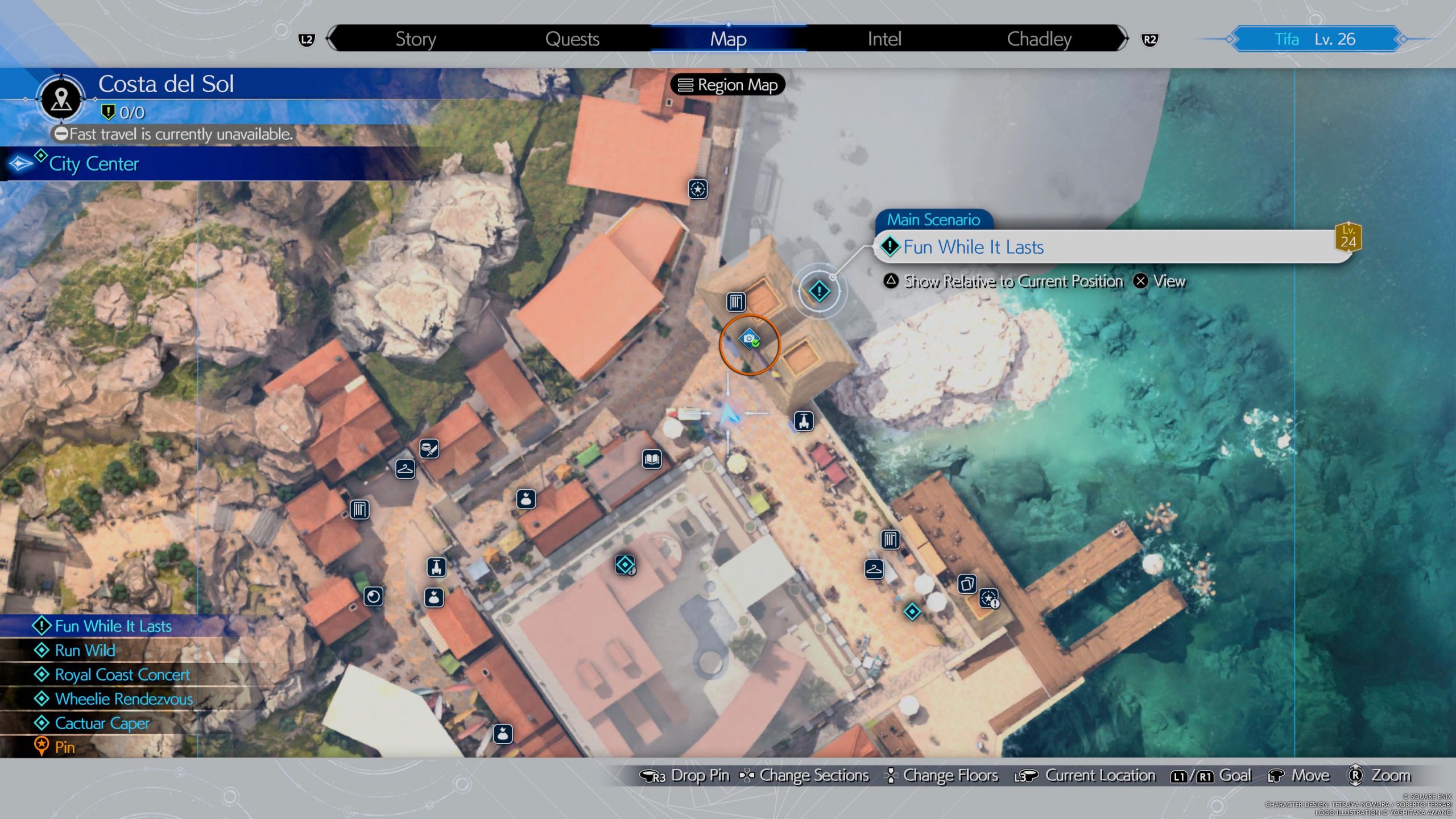 Map picture showing the location of the Cactuar 1 - FF7 Rebirth