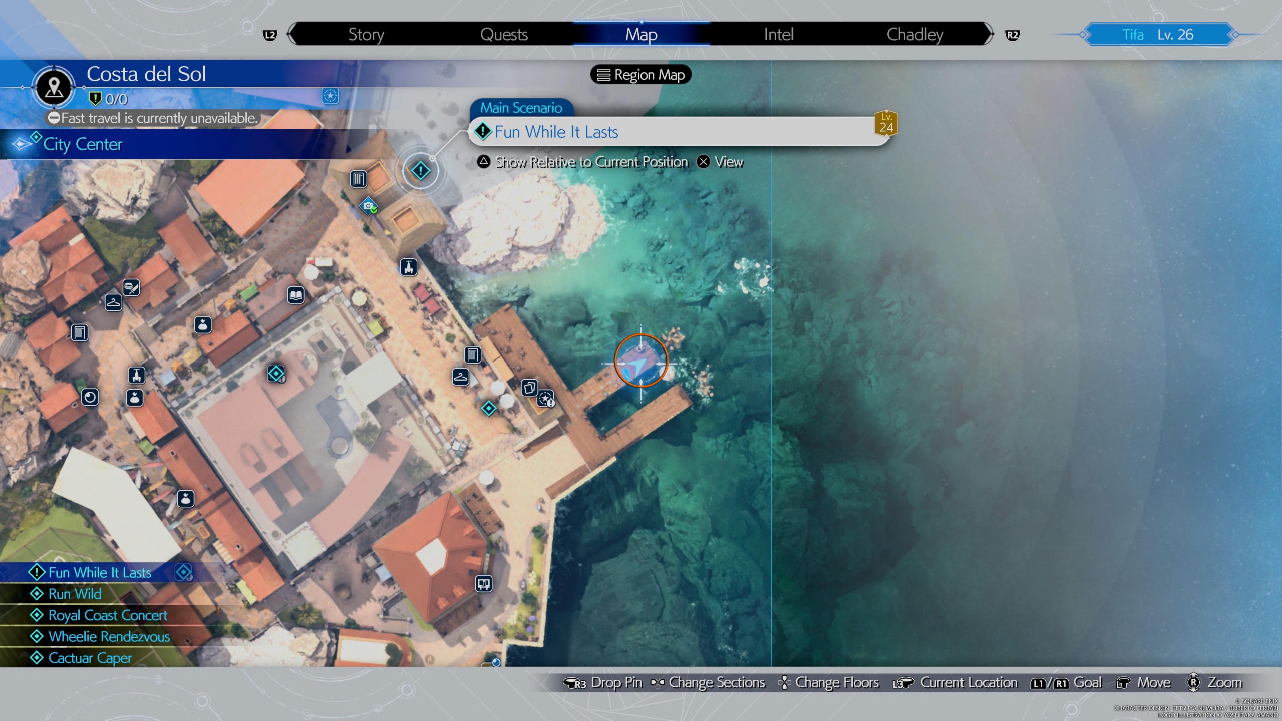 Map picture showing the location of the Cactuar 2 - FF7 Rebirth