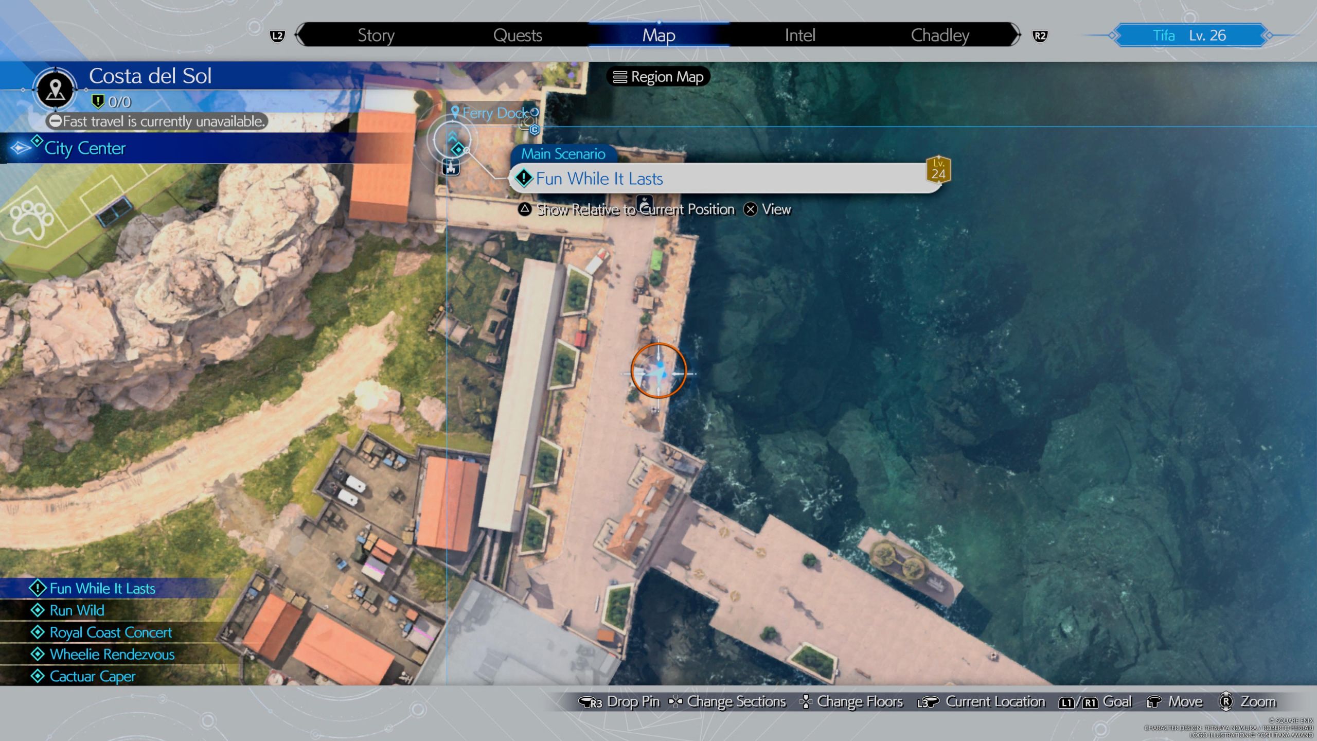 Map picture showing the location of the Cactuar 3 - FF7 Rebirth
