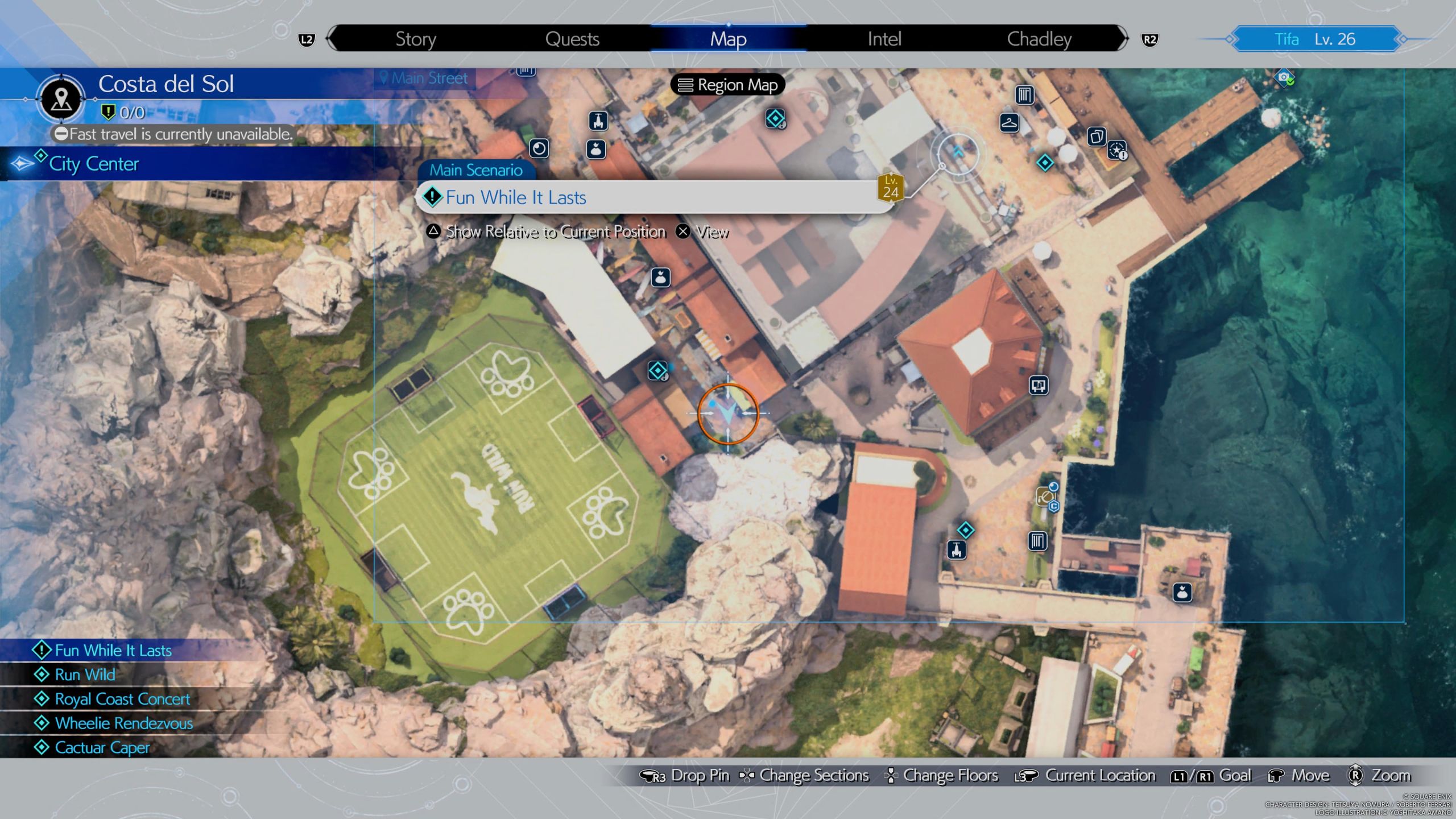 Map picture showing the location of the Cactuar 4 - FF7 Rebirth