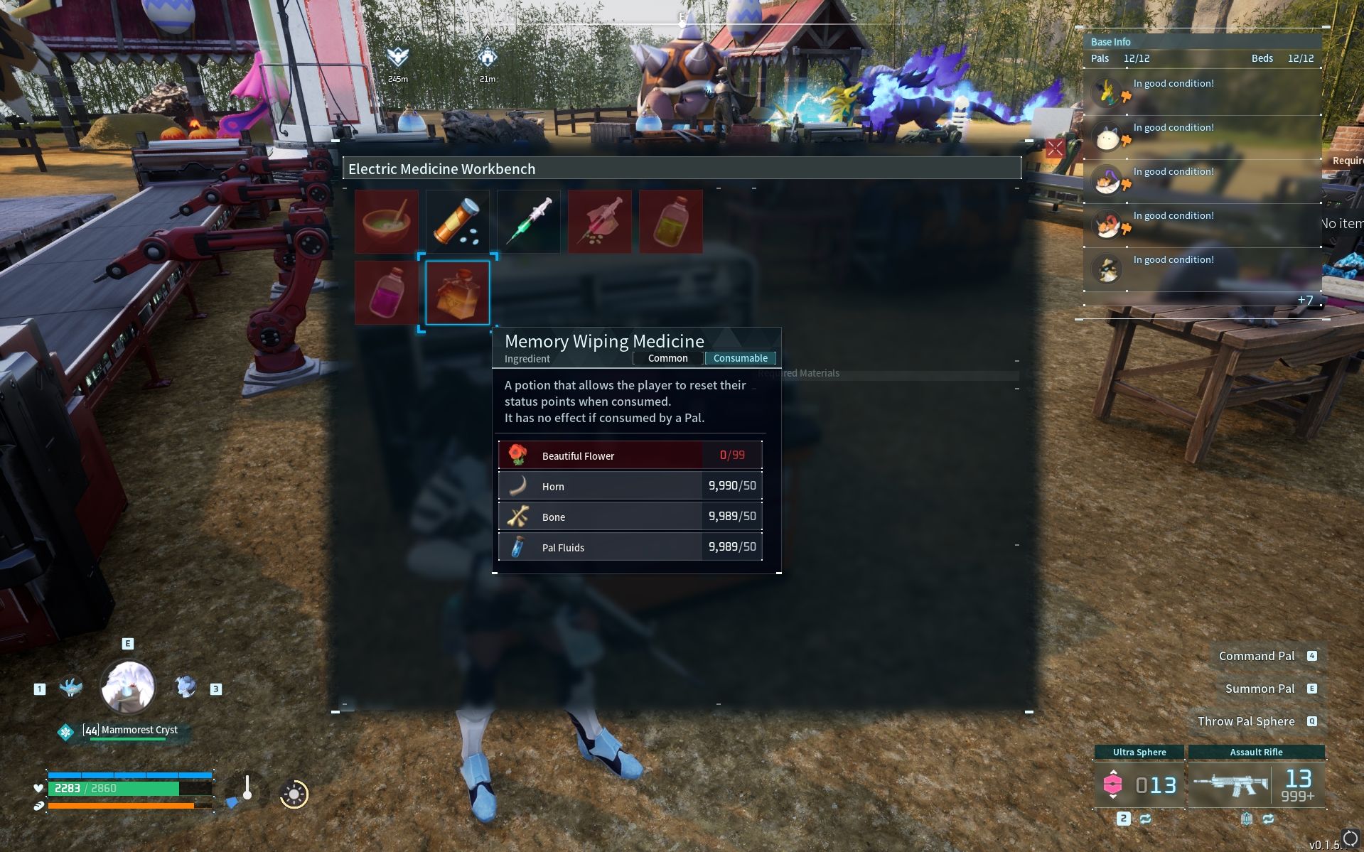 Memory Wiping Medicine crafting in Palworld