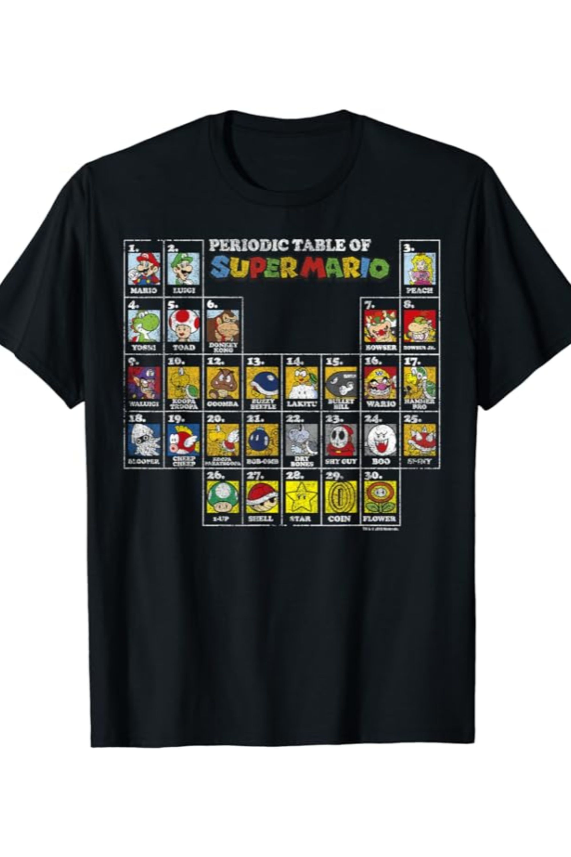 Nintendo Super Mario Periodic Table Graphic T-Shirt