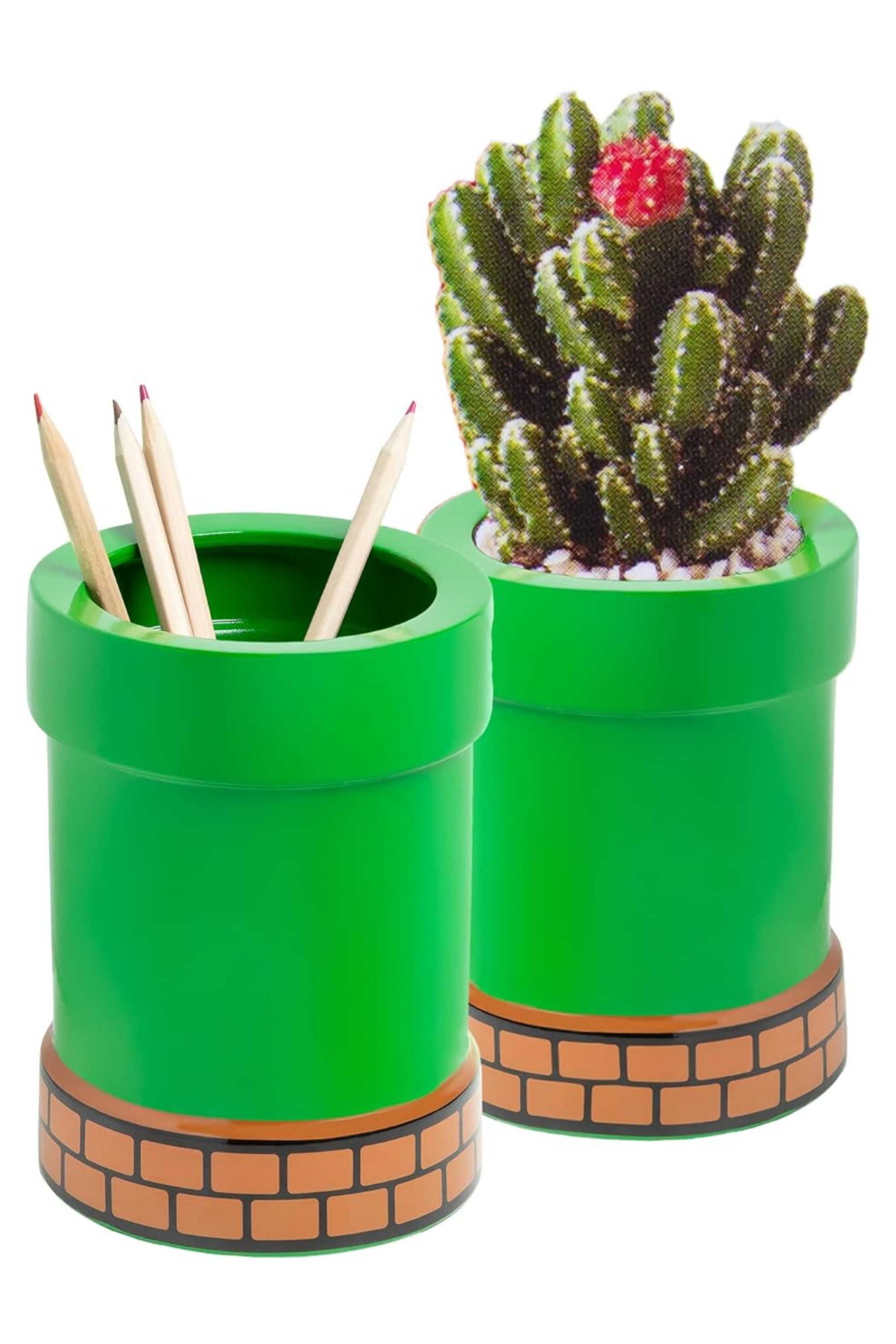 Super Mario Warp Pipe Flower Pot And Pen Holder