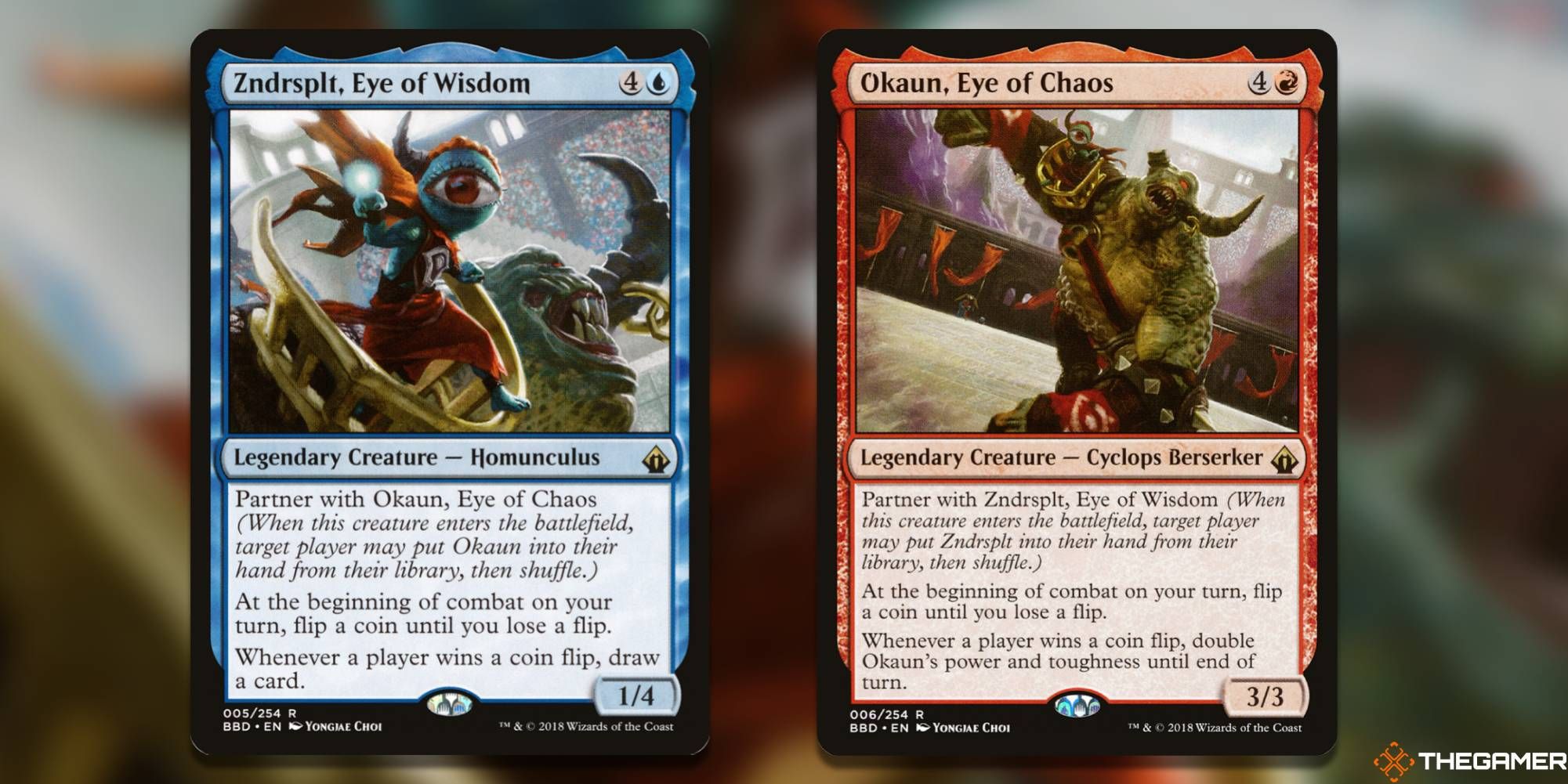 Zndrsplt, Eye of Wisdom + Okaun, Eye of Chaos Magic: The Gathering cards