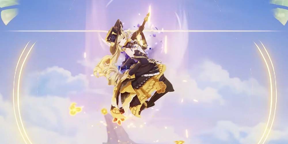 Navia using her Plunging Attack after being switched by Chiori's Elemental Skill - Genshin Impact
