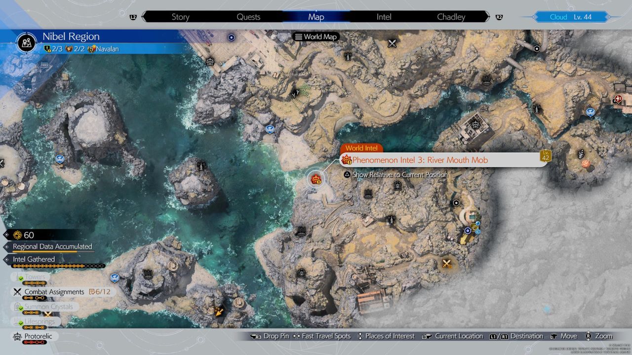 The Nibel region's third Phenomenon Intel mission on the map in Final Fantasy 7 Rebirth.