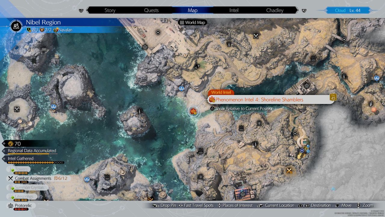 The Nibel region's fourth Phenomenon Intel mission on the map in Final Fantasy 7 Rebirth.