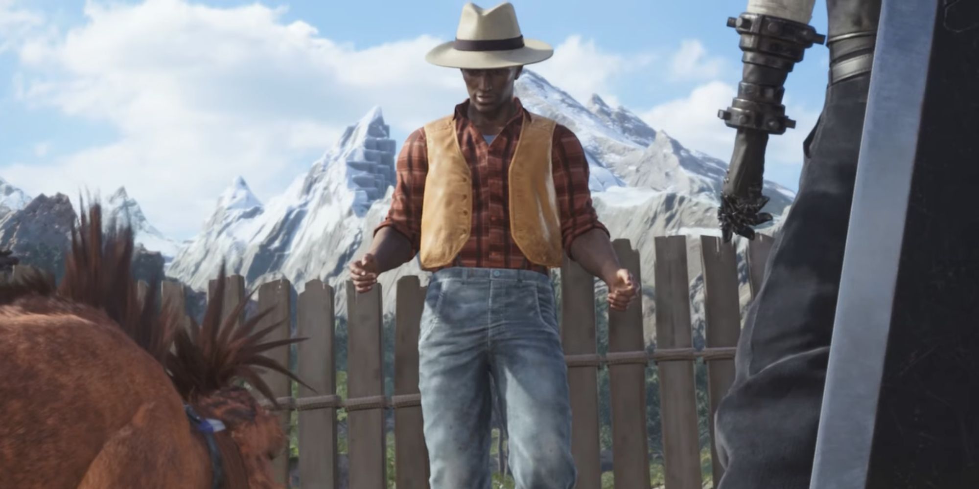 Oliver talking to Cloud and Red XIII In Final Fantasy 7 Rebirth