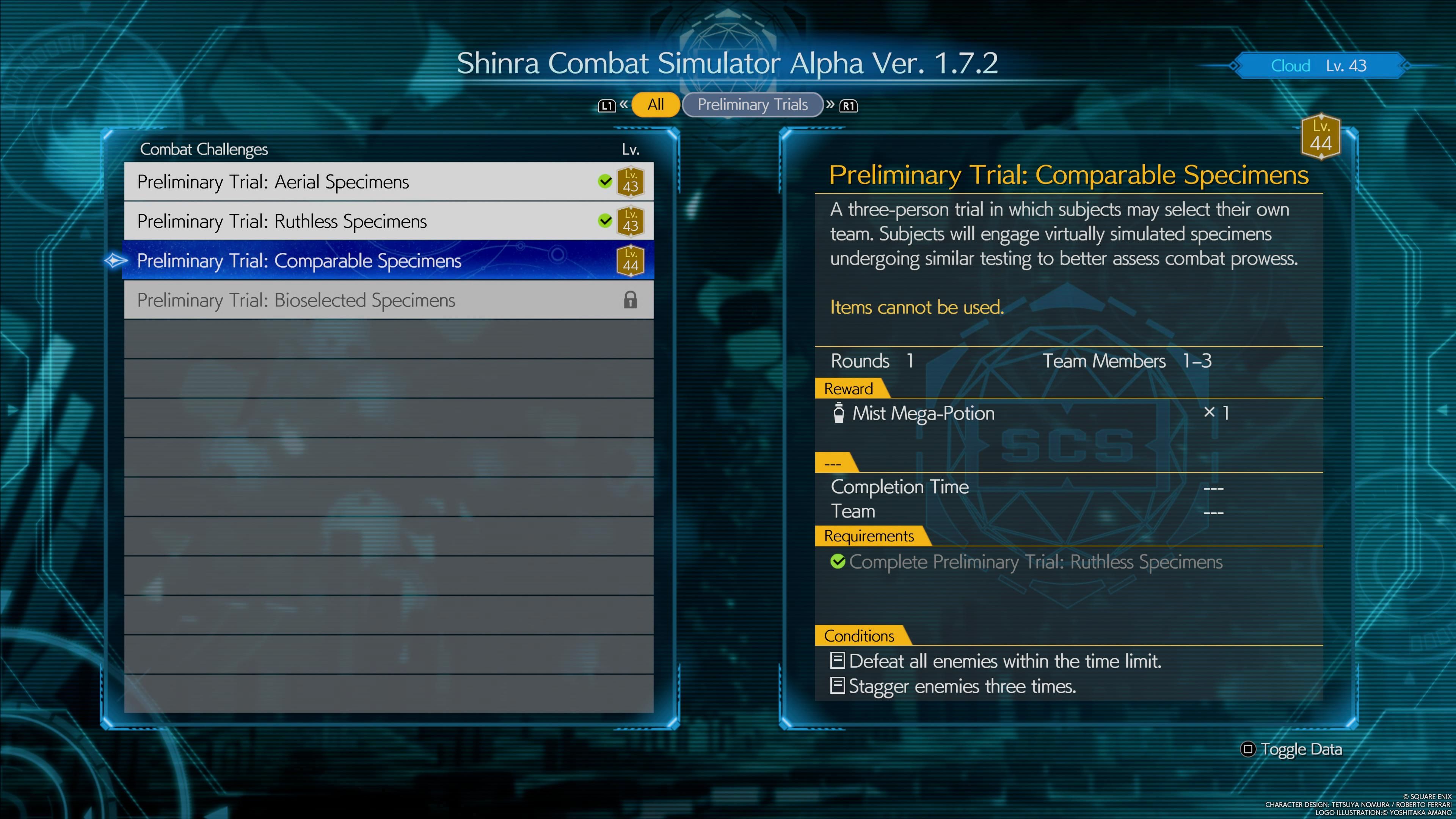 Preliminary Trial Comparable Specimens - FF7 Rebirth